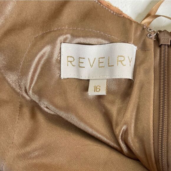 Revelry Dakota Rose Gold Sequin Gown V Neck Draped Scoop Open Back Women 16 - Picture 11 of 16